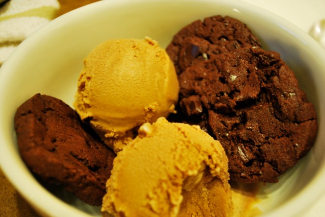 Homemade Vietnamese Coffee Ice Cream with Double Chocolate Sable Cookies